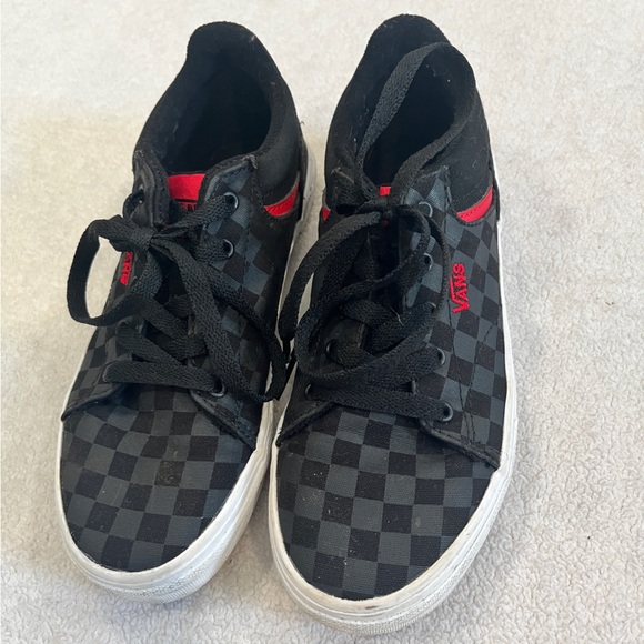 Vans Boys Size 2.5 Low Top Canvas Seldan Check Shoes Sneakers Skateboarding - Picture 6 of 12